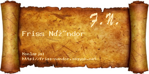Friss Nándor névjegykártya